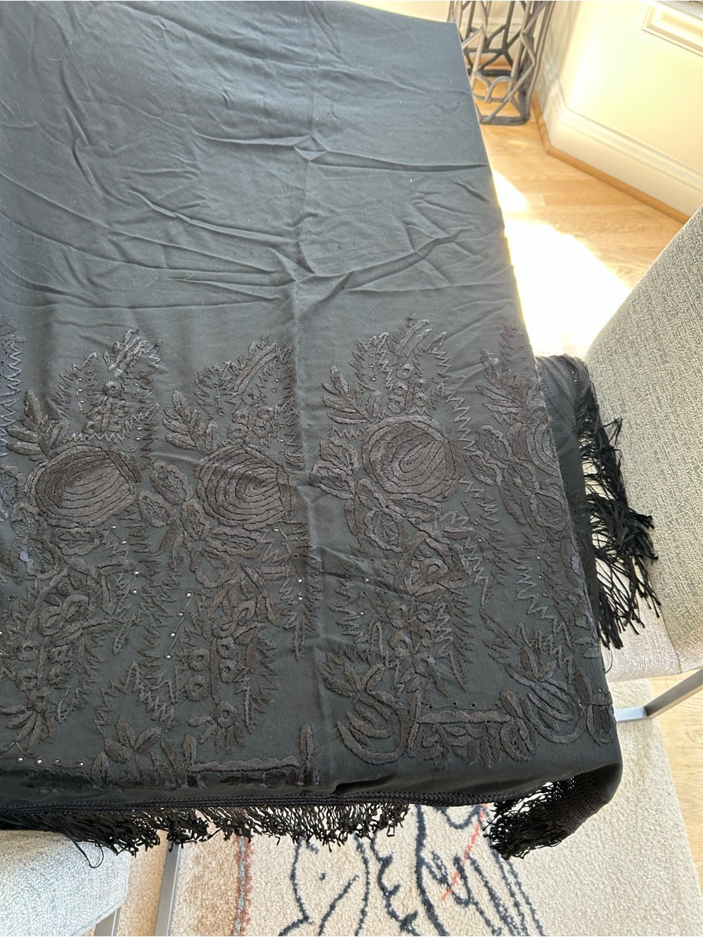 Elegant Flamenco Black Fringe Shawl Wrap